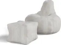 Juskys Sitzsack Chillex L mit Hocker - Cord Sessel - Gaming & Lesesessel - Beige