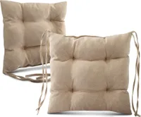 Mg Design sada 2 polštářů na židli 40x40 cm béžová - polštář na židli s popruhy, prošívaný polštář, podlahový polštář - sedák na zahradní židli, pro vnitřní i venkovní použití