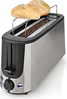Toaster | Edelstahl Serie | 1 Steckplätz | Bräunungsstufen: 6 | Auftaufunktion | Brötchenaufsatz | Aluminium