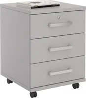 Rollcontainer Bürocontainer Büroschrank VANCOUVER, in lichtgrau, abschließbar mit 3 Schubladen, 44 x 58 x 45 cm