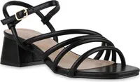 VAN HILL Damen Riemchensandaletten Sandalette Party Schuh 841525, Farbe: Schwarz, Größe: 38