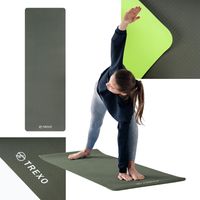 TREXO Yoga-Matten, Weichschaum TPE 2, 183 x 61 cm, 6 mm stark, grün, zweifarbig, für Indoor-Club Pilates, Stretching, Gymnastik YM-T01Z