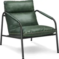 VASAGLE EKHO Kollektion - Loungesessel, Armlehnenstuhl mit Metallrahmen, Kunstleder mit Nähten, Waldgrün