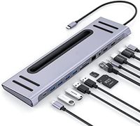 USB-C-Dockingstation, 12-in-1-Dockingstation mit 100W PD, 2 4KHDMI,4USB 3.0 und Gigabit-Ethernet,Kompatibel mit MacBook Pro/Air und anderen Typ-C-Laptops