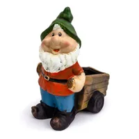 Gartenzwerg mit Schubkarre 24,5 cm, Deko Garten, Figur Zwerg
