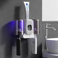 AIORBER  inteligentní sterilizátor držáku zubních kartáčků s UV světlem, montáž na stěnu bez vrtání, UV-C germicidní, prachotěsný a odolný