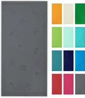 Strandtuch XXL aus Baumwolle, 100x200 cm, grau mit Meerestiermotiven