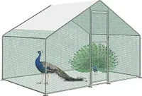 TRMLBE Hühnerstall Kleintierstall Freigehege Hühnerhaus Dach Geflügelstall mit PE Sonnenschutzdach und Schloss für Hühnerkäfig Vogelkäfig Kleintiere Haustierkäfig Verzinkter Stahl (3x2x2m)