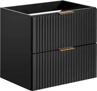 Comad ADEL Waschtischunterschrank 60 cm Schwarz Matt 2 Schubladen