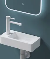 Mai & Mai Waschbecken Gäste-WC 36x18x9,5cm Hängewaschbecken aus Keramik in weiß mit Nano-Beschichtung Brüssel3053R