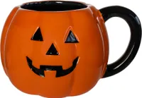 Grinsende Halloween Kürbis Tasse mit schwarzem Henkel 500 ml