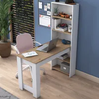 Skye Decor, HA106 - 2493, Schreibtisch, 100 % MELAMINBESCHICHTETE Spanplatte der Güteklasse E1, Weiß, 120 x 53,8 x 153,6 cm