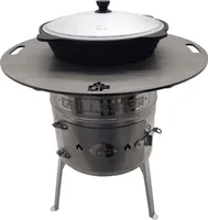 Utschak aus Edelstahl Aidos mit Feuerplatte aus Stahl 6mm D60cm und Kazan aus Gusseisen 8L