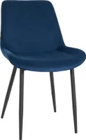 DELUKE® Esszimmerstuhl WIKIL Samt - 80x51x60cm, blau, Samt | Metall matt schwarz Gestell | Stühle Esszimmerstühle Stuhl Esszimmer Esstisch Stühle Küchenstuhl