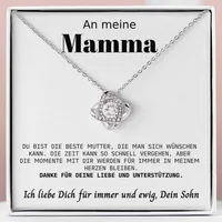 An meine Mama - Halskette und Anhänger plattiert mit 14 Karat Weißgold mit Zirkonia-Kristallen für Damen - OLIVIA