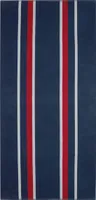 Strandlaken XXL aus Baumwolle, 100x200 cm, blau-rot-weiß gestreift
