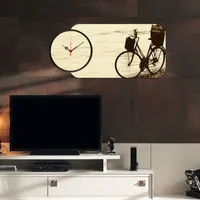 Opviq, YMS- HMA5144, Bunt, Wanduhren, 68 x 32 cm, 100% MDF (Dicke: 3 mm)