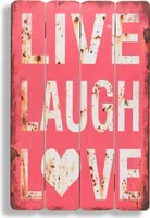 Holzschild Wandbild Live Laugh Love Holzbild Wandobjekt Dekoration