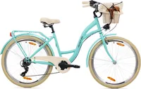 Goetze Mood 26 | 17 Zoll City Bike Damen Fahrrad, Komfortrahmen, 6- Gang Shimano Tourney, V-Brake Bremsen, Korb mit Bezug!