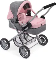 Bayer Chic 2000 - 555 15 Puppenwagen Smarty, für Kinder ab 2 Jahren, Melange grau-rosa, 56 x 37 x 56 cm