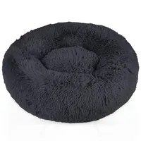 Intirilife flauschiges Plüsch Haustierbett in Dunkel Grau Durchmesser 80 cm - Weiches rundes rutschfestes Hundebett Katzenbett Kissen komfortables Hundesofa Katzensofa für Hunde und Katzen