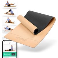Vesta+ Yogamatte Kork Naturkautschuk + Fitness App,  als Yogamatte Naturkautschuk, Yoga Matte Kork und Yogamatte Kautschuk, Nachhaltige Sportmatte als Kork Yogamatte und Yogamatte rutschfest