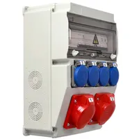 Kompletna tablica rozdzielcza zasilania EDO ASTAT 297 PLUS IP65 2x16A/5P, 4x230V SCHUKO z bezpiecznikami Schneider