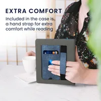 kwmobile Hülle kompatibel mit Onyx Boox Leaf 2 Hülle - Flip Case mit Handschlaufe - Kunstleder Cover - Dunkelblau Dunkelgrau