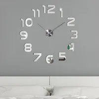 zegary ścienne 3D Zegar ścienny Duży 60cm Zegar Wyciszenie Dekoracja ścienna Tatuaż Nowoczesny prezent Deco Dom Biuro Biuro DIY Living Living Room Dekoracja ścienna Czarny Retoo