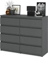 STIV Möbel - Kommode / Sideboard mit 8 Schubladen, Grau, H92cm B120cm T33cm,, Lieferung GRATIS