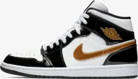 Nike Air Jordan 1 Mid Patent SE Black White Gold - EU 42,5