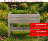 mgc24 Hochbeet mit Ablage 80x37,6x78cm Kiefernholz anthrazit