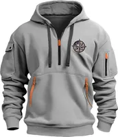 ASKSA Herren Hoodie Basic Jogging Sport Hoodie Kordelzug Mit Taschen Slim Fit Reissverschluss Gym Pullover,B Hellgrau,5XL