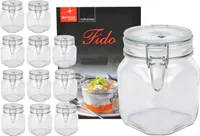 12er Set Einmachglas Bügelverschluss Original Fido 0,75L Vorratsgläser incl. Bormioli Rezeptheft