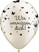 DeCoArt SET 10 Schwebeballons Wir vermissen dich cashmere  28 cm Ballongas geeignet und 10 Ballonverschlüsse Öko