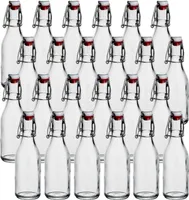 gouveo 24er Set Glasflaschen 250 ml rund mit Bügelverschluss rot - Kleine Bügelflasche zum Befüllen - Bügelverschlussflasche, Likörflasche, Schnapsflasche, Saftflasche
