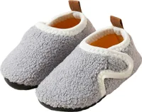 ASKSA Kinder Fleece Futter Hausschuhe Foam Pluesch Baumwolle Pantoffeln Antirutsch Hausschuh, Grau, Groesse: 32-33