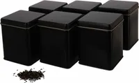Dosenritter | 6x klassische eckige Teedose/Vorratsdose, STAPELBAR, aromadicht aus Metall für je 140g Earl Grey, inkl. 6 Etiketten | 9,8 x 7,6 x 7,6 cm