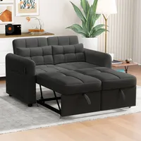 Merax 3-in-1 Schlafsofa – Zweisitzer Sofa mit Schlaffunktion & L-Form – Verstellbare Rückenlehne, USB-Anschluss, Stauraumtaschen – 142 x 85 cm