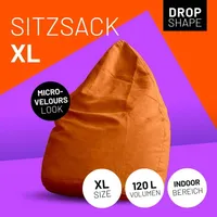 Lumaland Luxury XL Sitzsack stylischer Beanbag - 120L Füllung - Orange