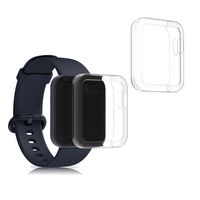 kwmobile 2x Sport Schutzhülle kompatibel mit Xiaomi Mi Watch Lite / Redmi Watch - Hülle Silikon klar ohne Tracker Transparent