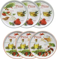 6er Set Pizzateller Napoli Green & Red Ø 32 cm Platte XL-Teller Porzellan