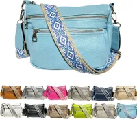 Umhängetasche Bauchtasche Handtasche Schultertasche Cross Body Bag Damentasche Handytasche Shopper Organizer tasche Weich Brusttasche, Blau