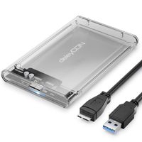 deleyCON SSD Festplattengehäuse USB 3.0 für 2,5“ Zoll SATA 3 SSD / HDD / 7mm / 9,5mm SATA III Festplatten Externes Gehäuse UASP [Transparent]