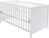 roba Kombi-Kinderbett, 70 x 140 cm, weiß, 3-fach verstellbar, Schlupfstäbe, umbaubar zum Juniorbett