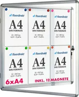 Prémiová vnitřní vitrína 6 x A4 s 12 magnety Magnetická a popisovatelná zadní stěna