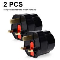 2X Reiseadapter Adapter Stecker für England - Reisestecker Stromadapter  EU zu UK Steckdose - Travel Plug(Schwarz+Rot)