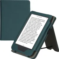 kwmobile Flip Hülle kompatibel mit Kobo Clara 2E / Tolino Shine 4 - Handschlaufe - Cover Petrol