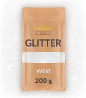 Creative Deco 200g Weiß Glitzerpulver für Wand-Farbe | Bastel-Glitzer | 0,2mm Glitzer-Pulver | Farbzusätze Nagel-Lack & Epoxid-Harz Zusatz | Perfekt für Kunst Handwerk Schleim & DIY