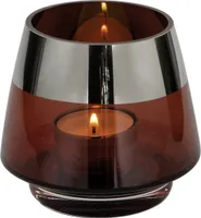 Fink Teelichthalter Jona braun Glas Höhe 9 cm